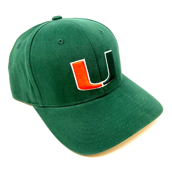 University Of Miami Hurricanes Logo Green MVP Curved Bill Adjustable Hat