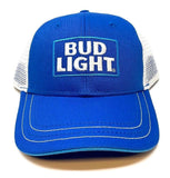 Bud Light Beer Patch Logo Blue & White Mesh Trucker Curved Bill Adjustable Snapback Hat