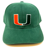 University Of Miami Hurricanes Logo Green MVP Curved Bill Adjustable Hat