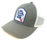 Pabst Blue Ribbon Patch PBR Mesh Trucker Curved Bill Adjustable Snapback Hat