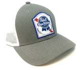 Pabst Blue Ribbon Patch PBR Mesh Trucker Curved Bill Adjustable Snapback Hat