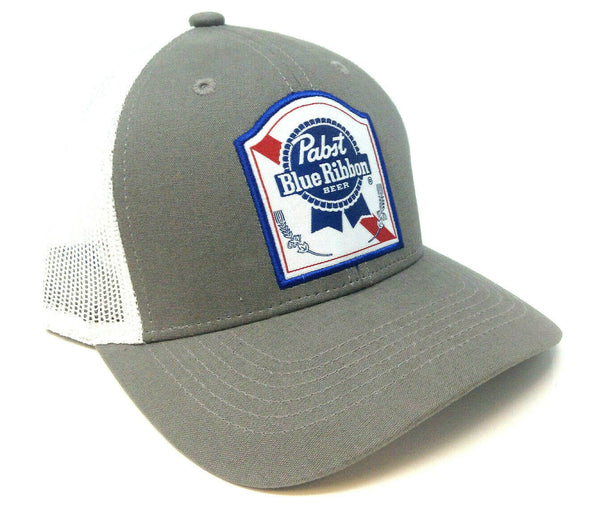 Pabst Blue Ribbon Patch PBR Mesh Trucker Curved Bill Adjustable Snapback Hat