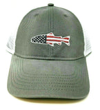 Keeper Fish USA Grey White Mesh Trucker Snapback Fishing Hat Cap Curved Bill