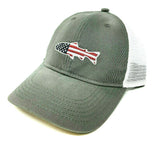 Keeper Fish USA Grey White Mesh Trucker Snapback Fishing Hat Cap Curved Bill