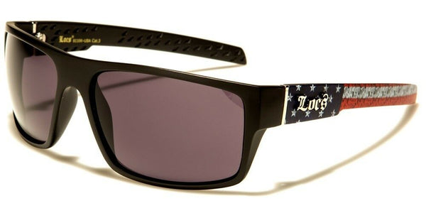 Locs Rectangular USA American Flag Wrap Around Patriotic Sunglasses