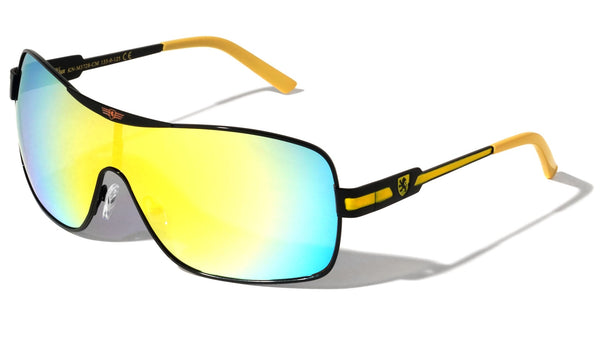 Khan Shield Aviator Wrap Around One Piece Lens Luxury Sunglasses