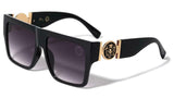 Oversized Square Lion Head Medallion Sunglasses
