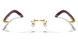 Dean Slim Rimless Metal & Faux Wood Eyeglasses / Clear Oval Lens Sunglasses - Frames