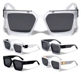 Soft Rubber Coated Sleek Oversized Thick Bold Square Luxury Sunglasses