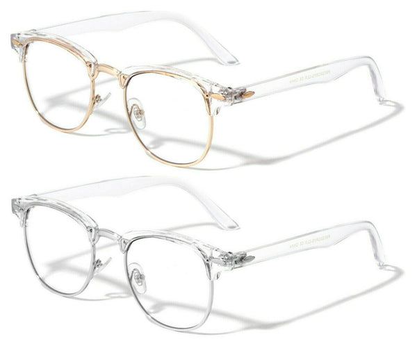 Transparent Horn Rimmed Square Classic Retro Sunglasses with Clear Lenses