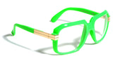 Gazelle Emcee Square Oversized Hip Hop Luxury Aviator Sunglasses w/ Clear Lenses