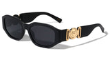 Slim Oval Gold Tiger Medallion Luxury Biggie Sunglasses