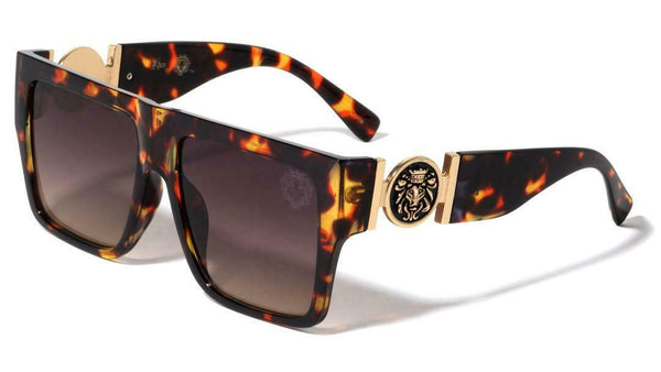Oversized Square Lion Head Medallion Sunglasses