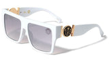 Oversized Square Lion Head Medallion Sunglasses