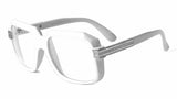 Gazelle Emcee Square Oversized Hip Hop Luxury Aviator Sunglasses w/ Clear Lenses (Neon)
