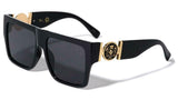 Oversized Square Lion Head Medallion Sunglasses