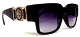 Kleo Square Gold Lion Head Medallion Buckle Retro Luxury Sunglasses