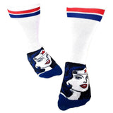 DC Comics Wonder Woman Striped Big Face Juniors Crew Socks