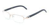 Luxe Debonair Metal & Faux Wood Slim Half Rim Rectangular Clear Lens Sunglasses / Eyeglasses Frames