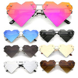 Laser Cut Rimless Heart Shaped Aviator Sunglasses