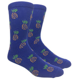 Fine Fit Casual Novelty Pineapple Summer Fruit Tropical Pattern Knit Crew Socks