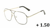 Elite Classic Casual Square Luxury Pilot Aviator Readers Reading Glasses