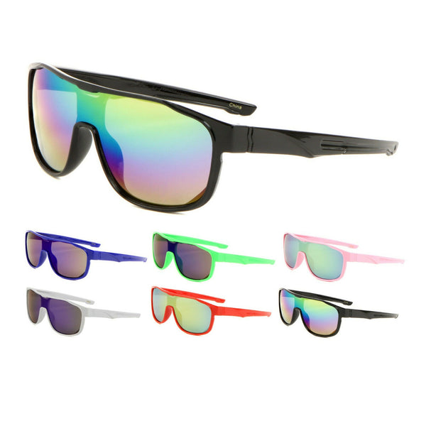 Kids Sport Slim One Piece Shield Lens Wrap Around Sunglasses