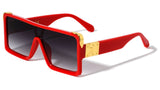 Oversized Square One Piece Shield Lens Luxury Aviator Sunglasses