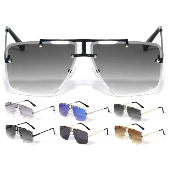 Luxury Elite Rimless Square Aviator Sunglasses