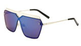 Womens Oversized Metal Mesh Grill Shield One Piece Lens Sunglasses