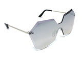 Rimless Oversized Laser Cut Futuristic One Piece Shield Lens Luxury Sunglasses
