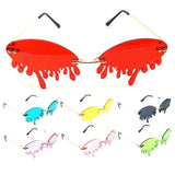 Rimless Oval Blood Drip Splatter Shaped Luxury Sunglasses