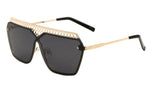 Womens Oversized Metal Mesh Grill Shield One Piece Lens Sunglasses