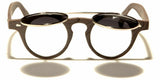 Flip Up Round Metal & Faux Wood Frame Steampunk Sunglasses