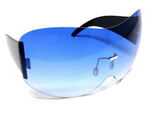 Alps Rimless Oversized Shield Mono Lens Futuristic Retro Sunglasses