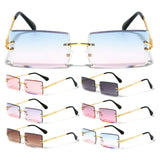 Pristine Slim Rimless Rectangular Luxury Aviator Sunglasses