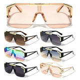 XL Oversized Luxury Semi Rimless One Piece Shield Lens Aviator Sunglasses