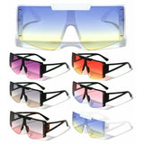 XL Oversized Luxury Flat Top Semi Rimless One Piece Shield Aviator Sunglasses