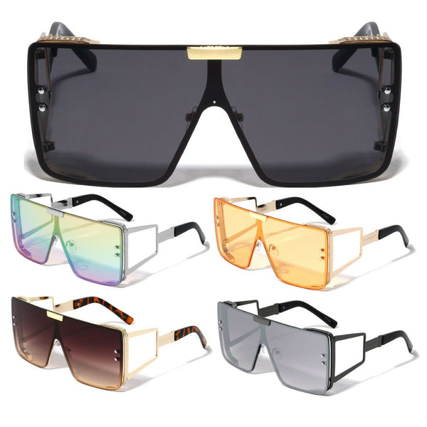 XL Oversized One Piece Floating Lens Shield Aviator Luxury Sunglasses