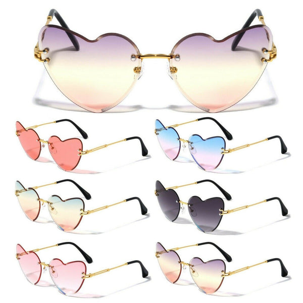 Women's Heart Shaped Rimless Luxury Sunglasses