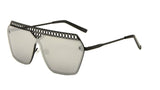 Womens Oversized Metal Mesh Grill Shield One Piece Lens Sunglasses