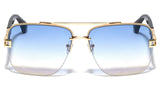 Elegant Square Semi Rimless Fancy Metal & Plastic Luxury Aviator Sunglasses
