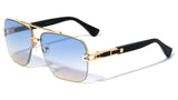 Elegant Square Semi Rimless Fancy Metal & Plastic Luxury Aviator Sunglasses