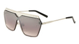 Womens Oversized Metal Mesh Grill Shield One Piece Lens Sunglasses