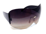 Alps Rimless Oversized Shield Mono Lens Futuristic Retro Sunglasses