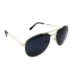 Black & Gold Pilot Aviator Sunglasses Super Dark Lenses