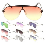 Shield Outdoorsman Floating Flat Lens Aviator Sunglasses w/Brow Bar