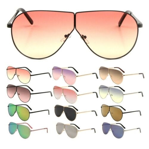 XL Oversized Split Shield Retro Aviator Sunglasses