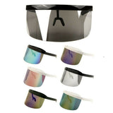 Half Rim Flat Top Oversized XXL Mono Shield Futuristic Wrap Face Visor Sunglasses