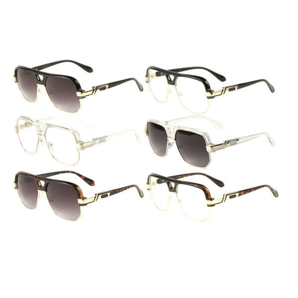 Gazelle Wise Guy Hip-Hop Oversized Retro Square Luxury Aviator Sunglasses